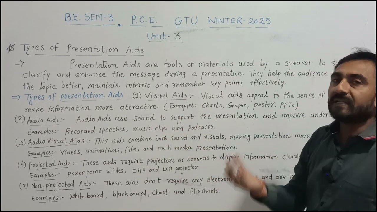 PCE || B.E. SEM 3 || UNIT 3 || Types of Presentation Aids || M imp question ||