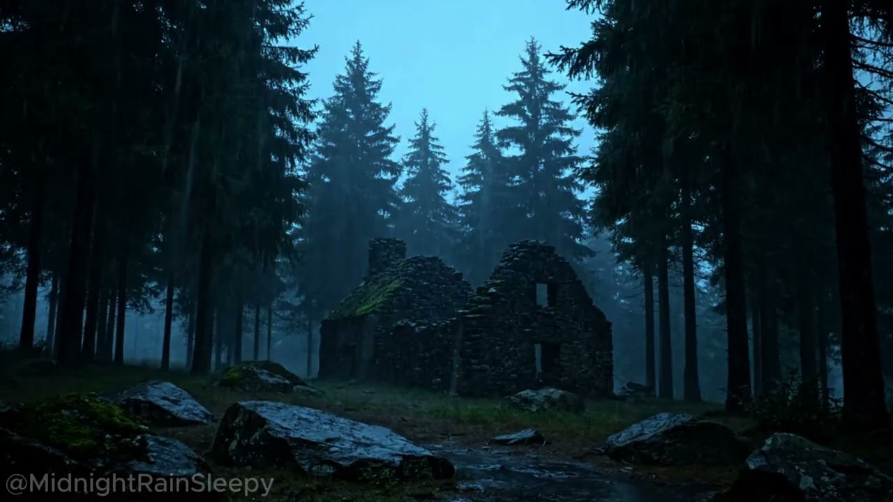 3 Hours of Rain in an Abandoned Forest Cabin | Relaxing Rain Sounds for Deep Sleep & Stress Relief