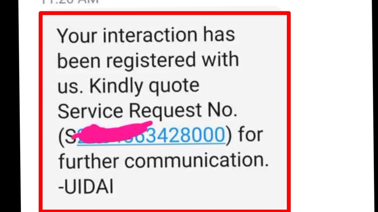 Your interaction has been registered with us. kindly quote service request no. meaning