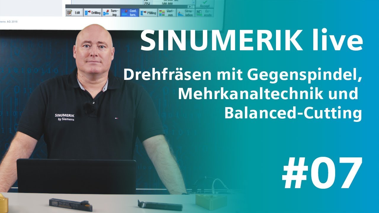 SINUMERIK live Drehfräsen mit Gegenspindel und Mehrkanaltechnik