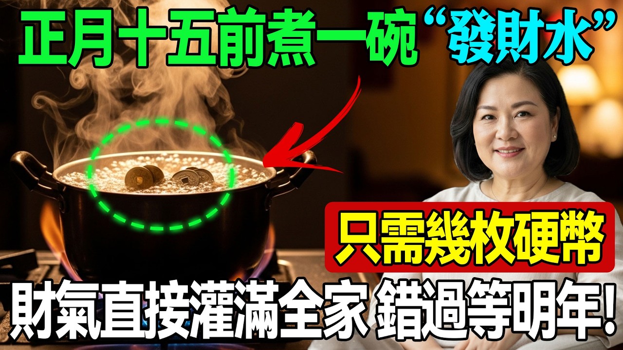 正月十五前，一定要煮一碗「發財水」！只需幾枚硬幣，放在家裡這個位置，財氣直接灌滿全家！錯過只能等明年！#元宵節習俗 #煮錢水招財 #補財庫