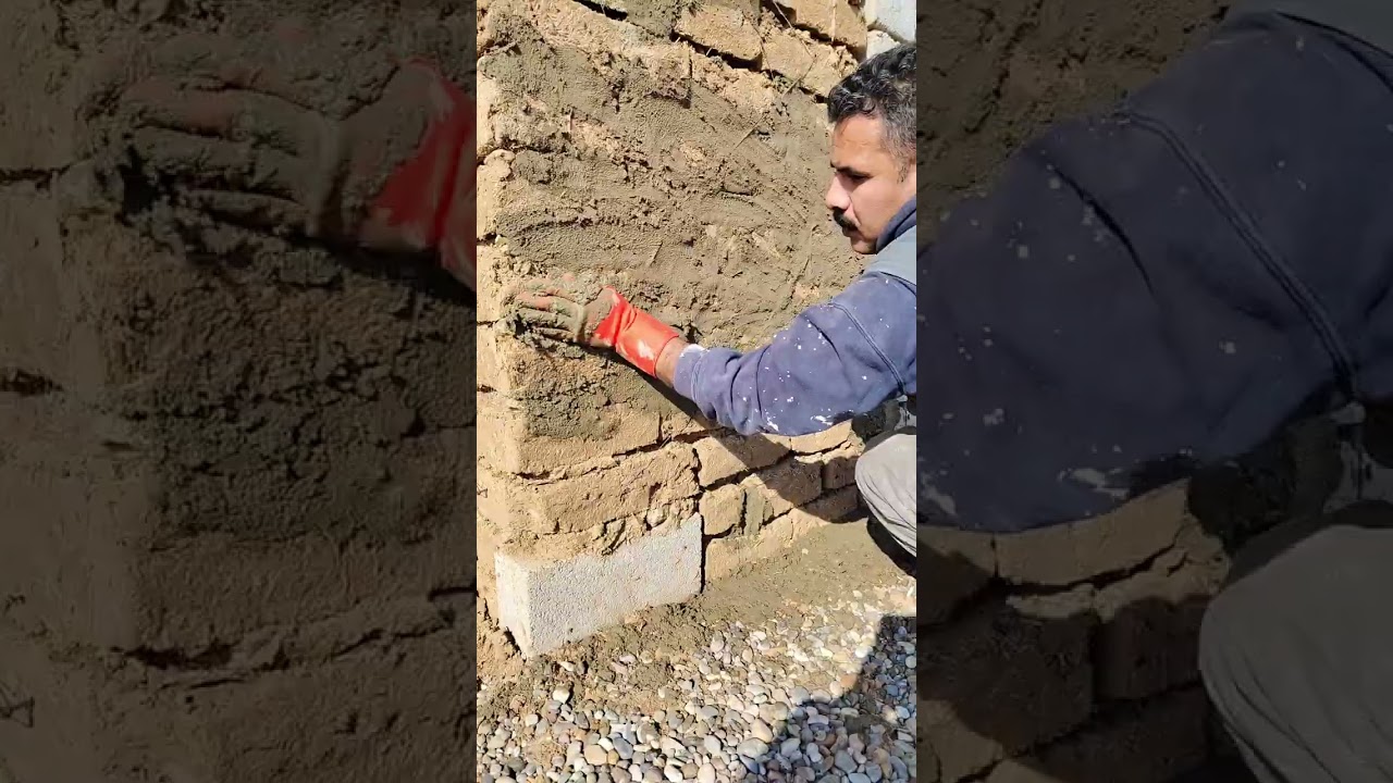 طريقه بناء بيت الطين ولبخه بالاسمنت