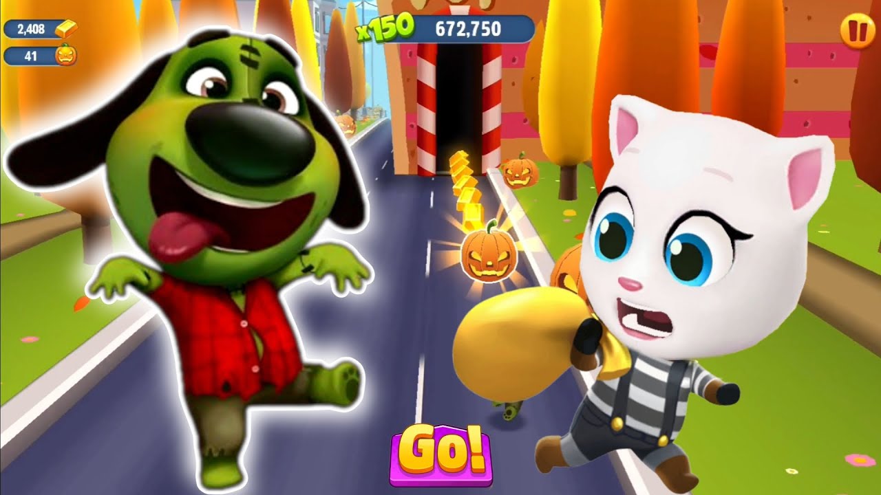 Talking Tom Gold Run / Random Unlock Zombie Ben - New Update Halloween - Full Screen
