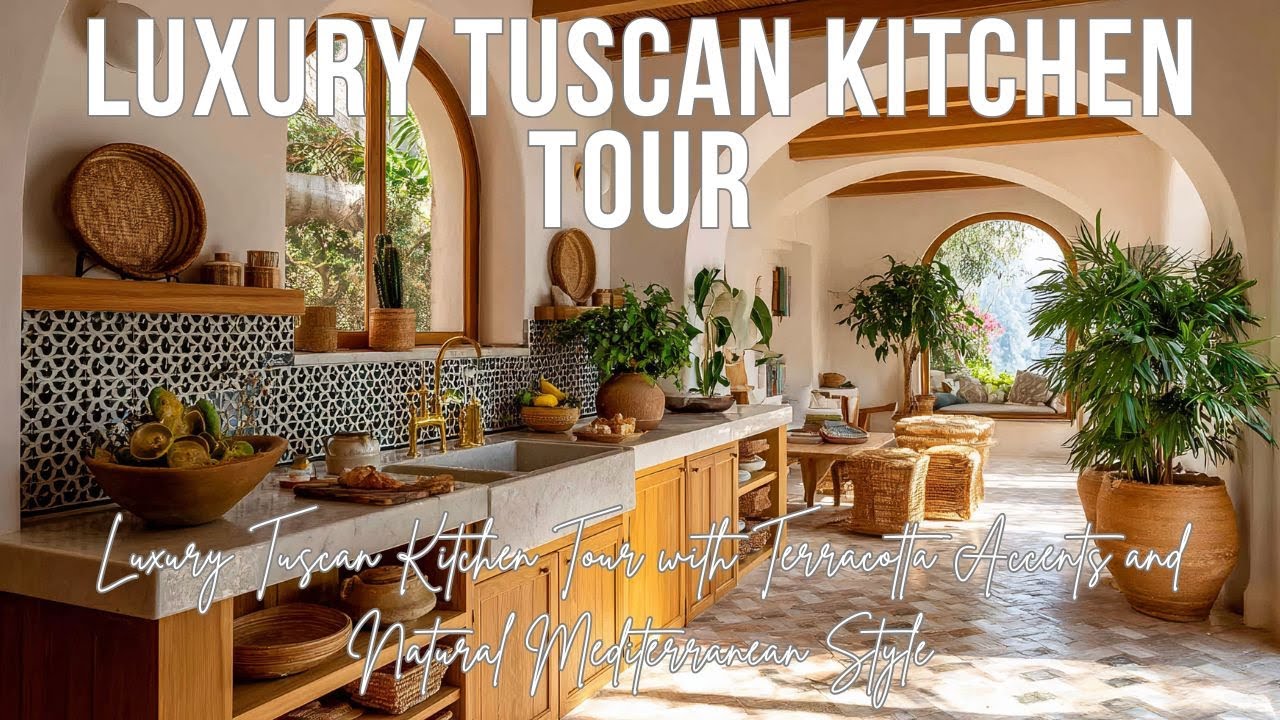 Luxury Tuscan Kitchen Tour with Terracotta Accents and Natural Mediterranean Style