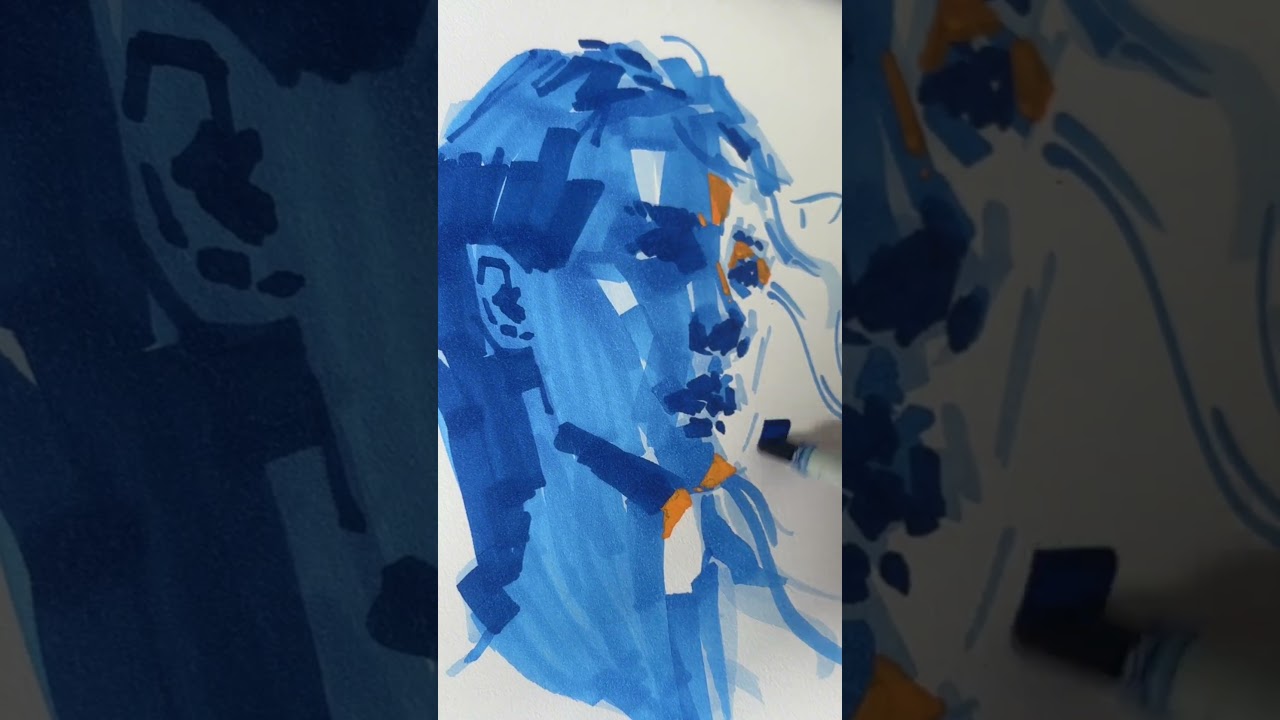 Quick Marker Portrait Sketch | Expressive Lines in Action#art #painting #drawing