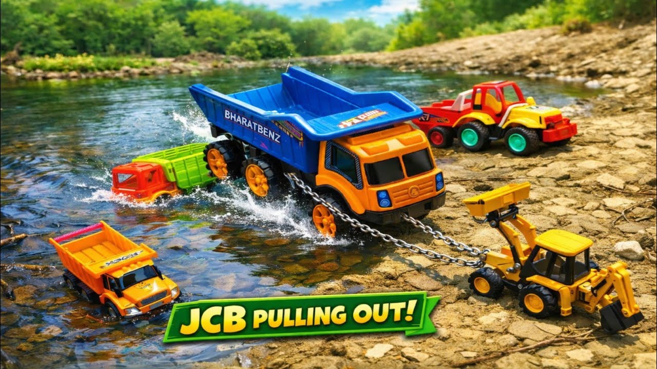 BharatBenz SIGNA Dumper Truck Accident Pulling Out  Jcb 3DX | JCB Tractor Cartoon Video | tata truck