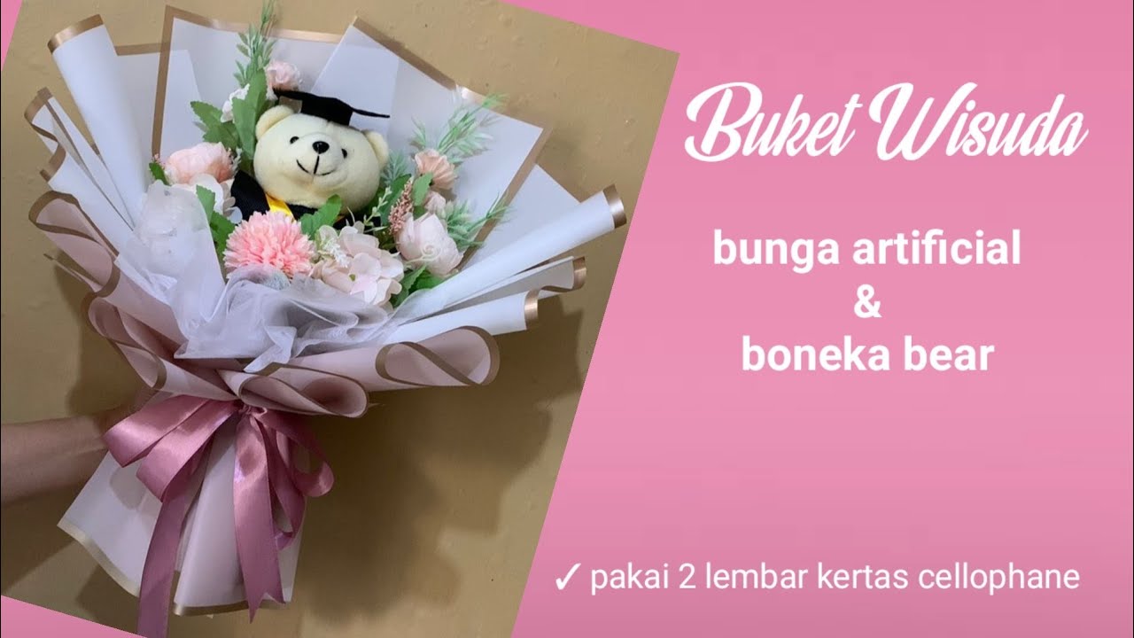 Buket boneka wisuda dan bunga artificial || Graduation bouquet