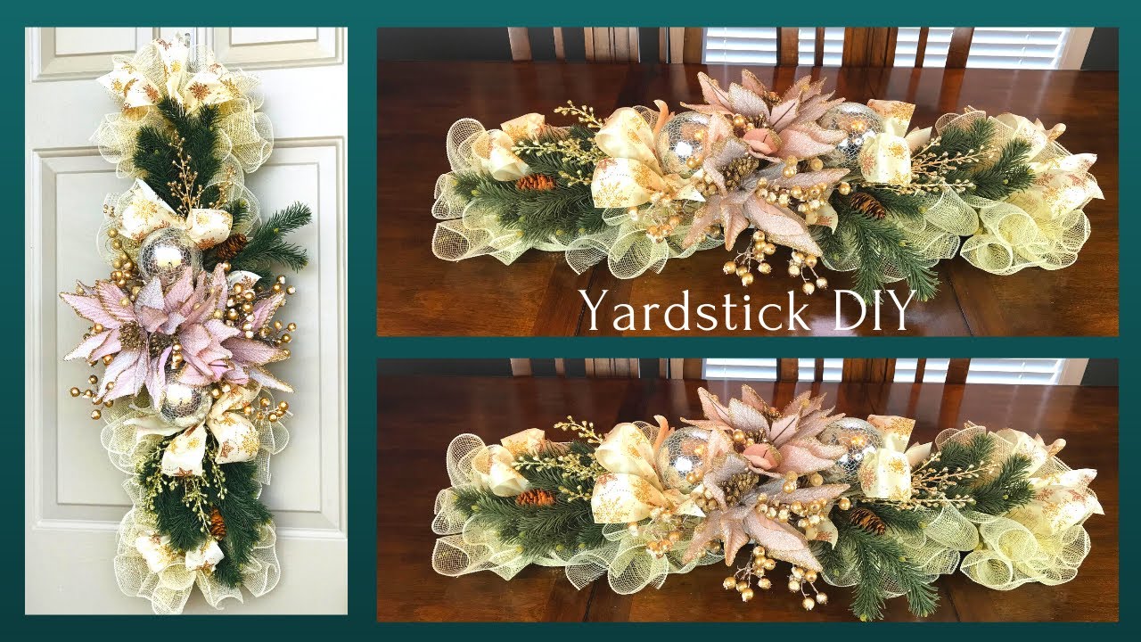 EASY HIGH END YARDSTICK CENTERPIECE/DOOR SWAG/GARLAND DIY HOLIDAY WREATH FLORAL ARRANGEMENT 🎄