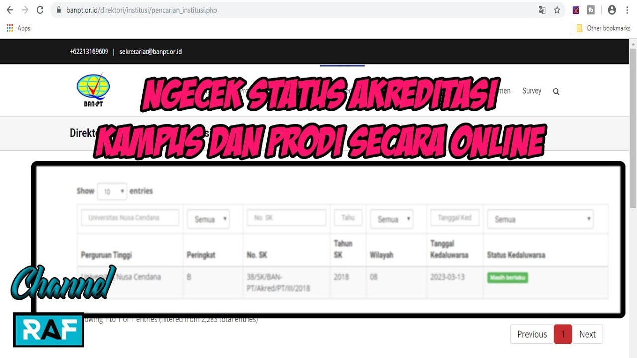 Ngecek Akreditasi Kampus dan Prodi di banpt.or.id