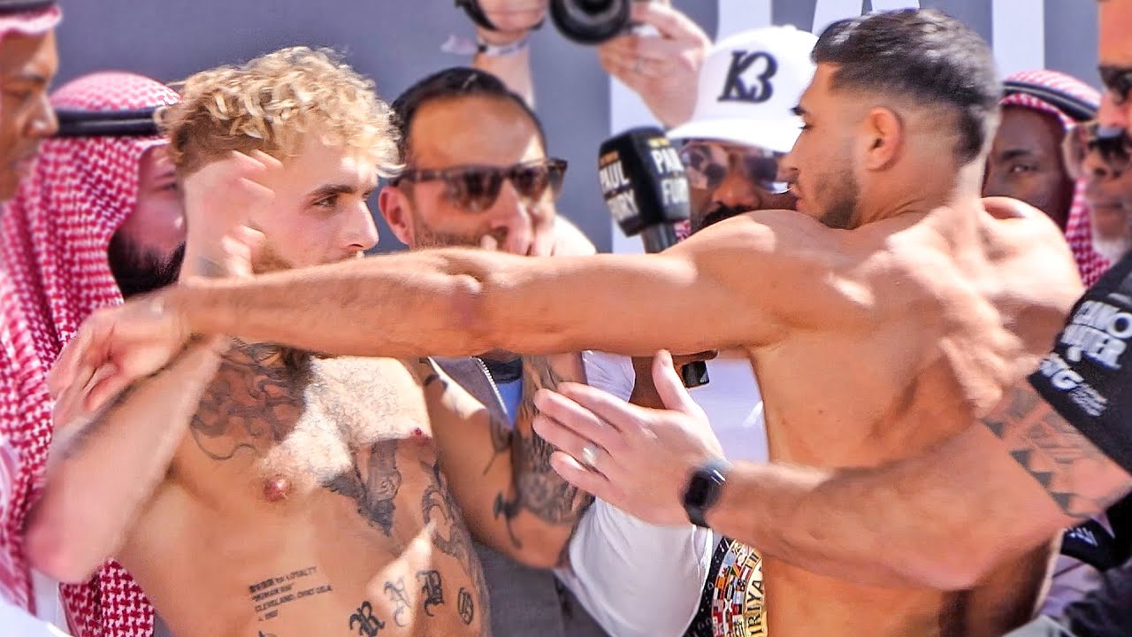 FURY THROWS FIRST PUNCH!! - Jake Paul vs. Tommy Fury &bull; FULL WEIGH IN & FACE OFF | BT Sport Boxing