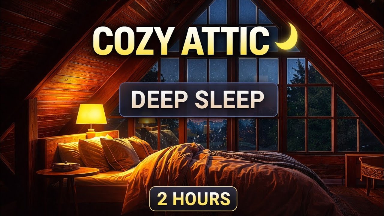 Cozy Attic Bedroom at Night 🌧️ | Rain Sounds to Relax & Sleep