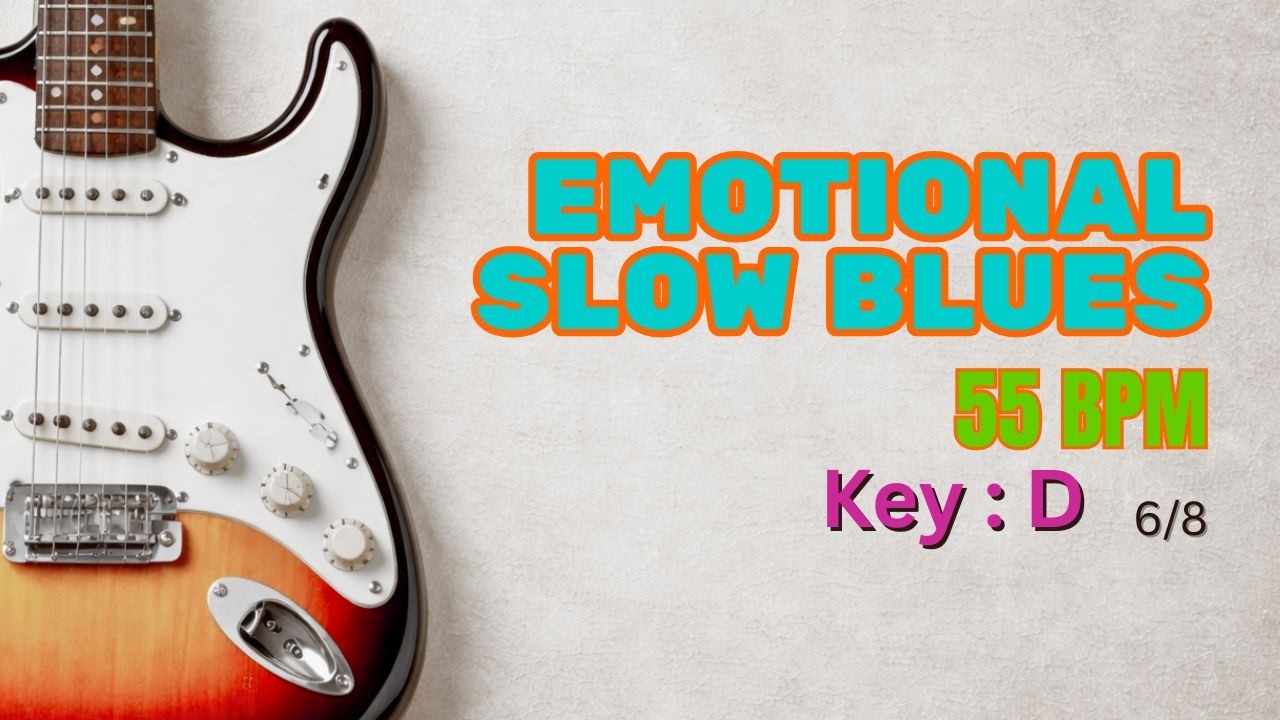 Emotional 6/8 Slow Blues Backing Track in D Minor | 55 BPM Soloing Practice
