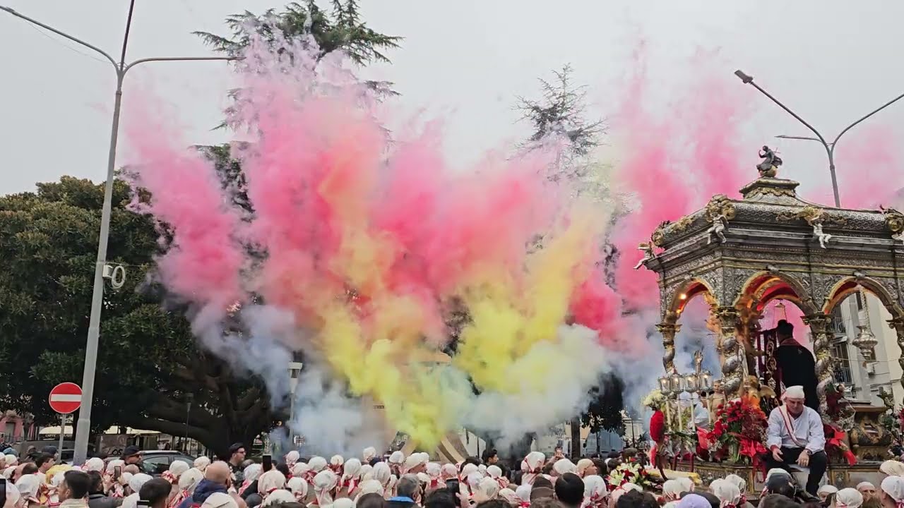 Acireale 20 Gennaio 2024 Arrivo a Piazza Dante Processione San Sebastiano e Spettacolo FA.SI.MA. 4K
