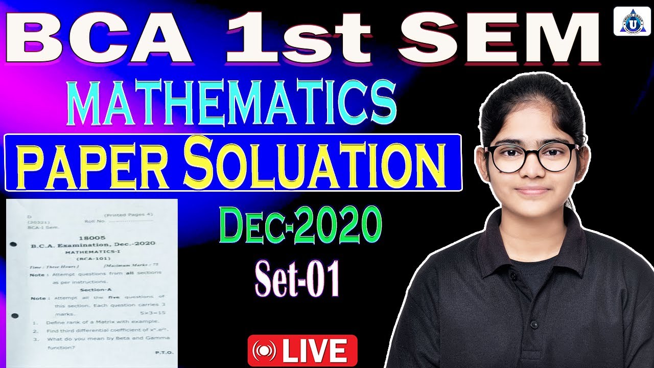BCA 1st SEM | Mathematics | Paper Solution || SET-01|| Part-01 || By- Neha Mam #bca