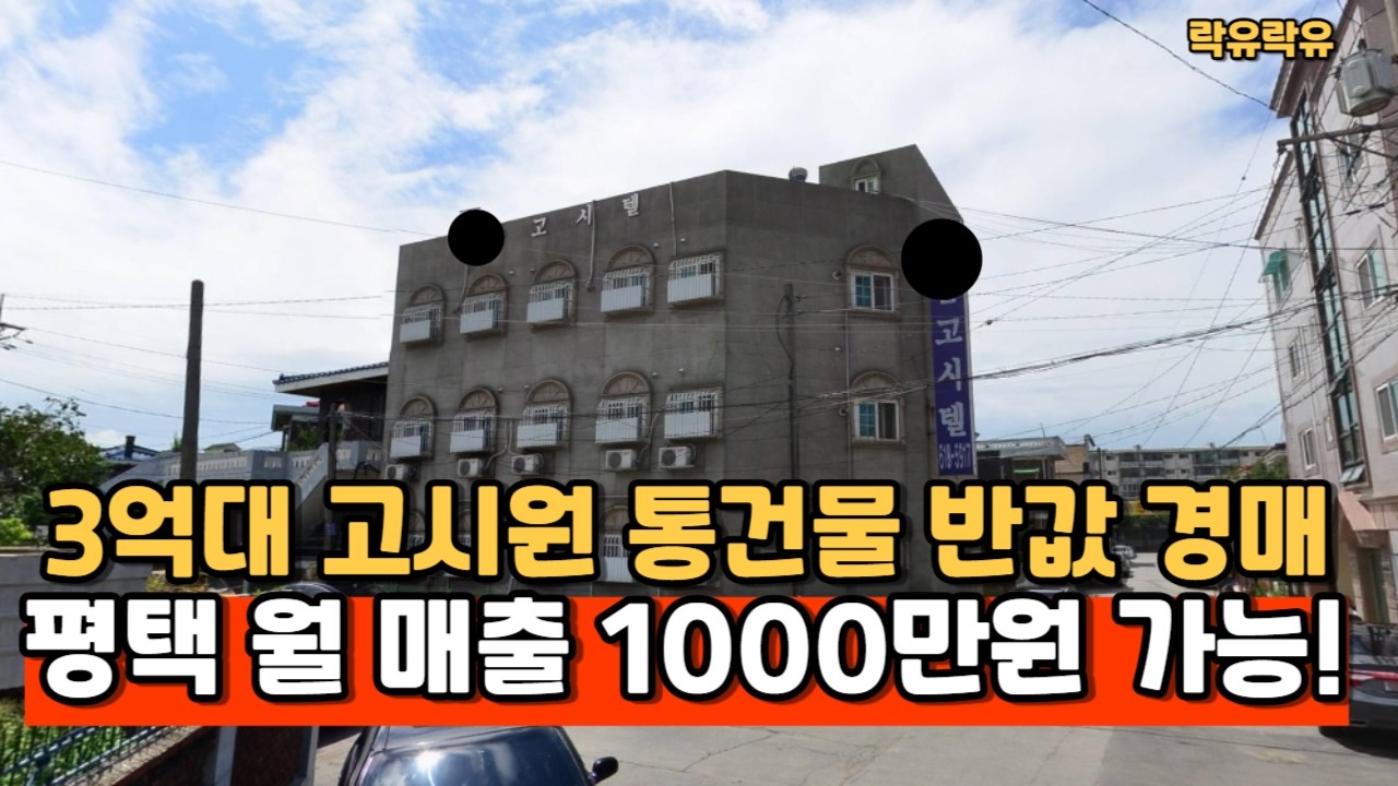 #2024타경57133 월 매출 1000만원 가능한 방 27개 평택 고시원 통건물 반값 3억대 경매 물건