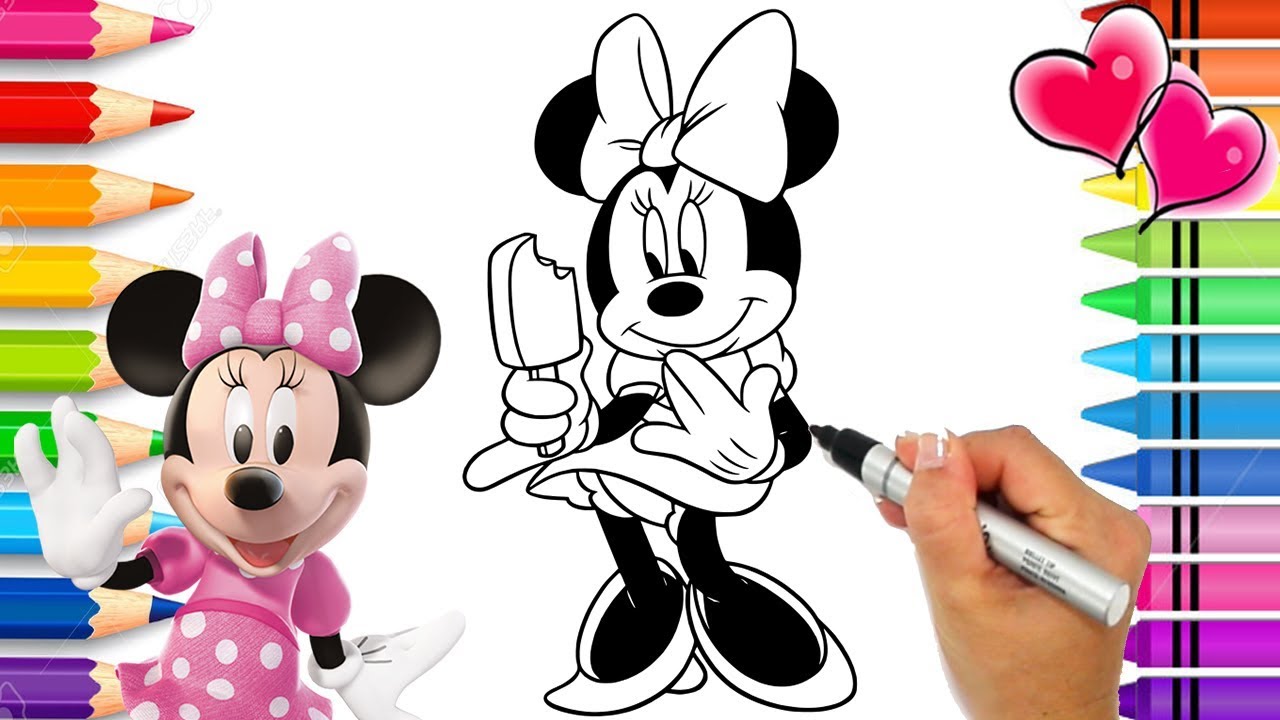 Minnie Mouse Coloring Page with Glitter | Mickey Mouse Clubhouse Coloring Book | Disney Junior
