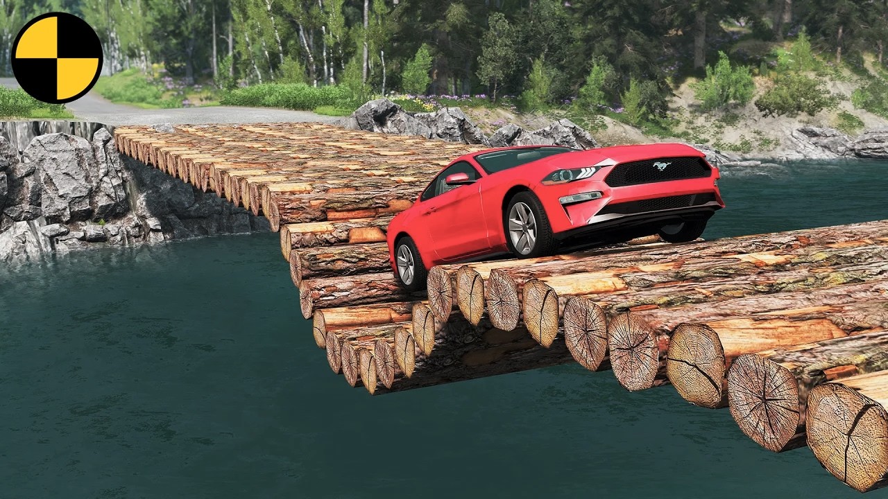 Cars vs Log Bridge with Reverse Speed Bumps 😱 BeamNG.Drive