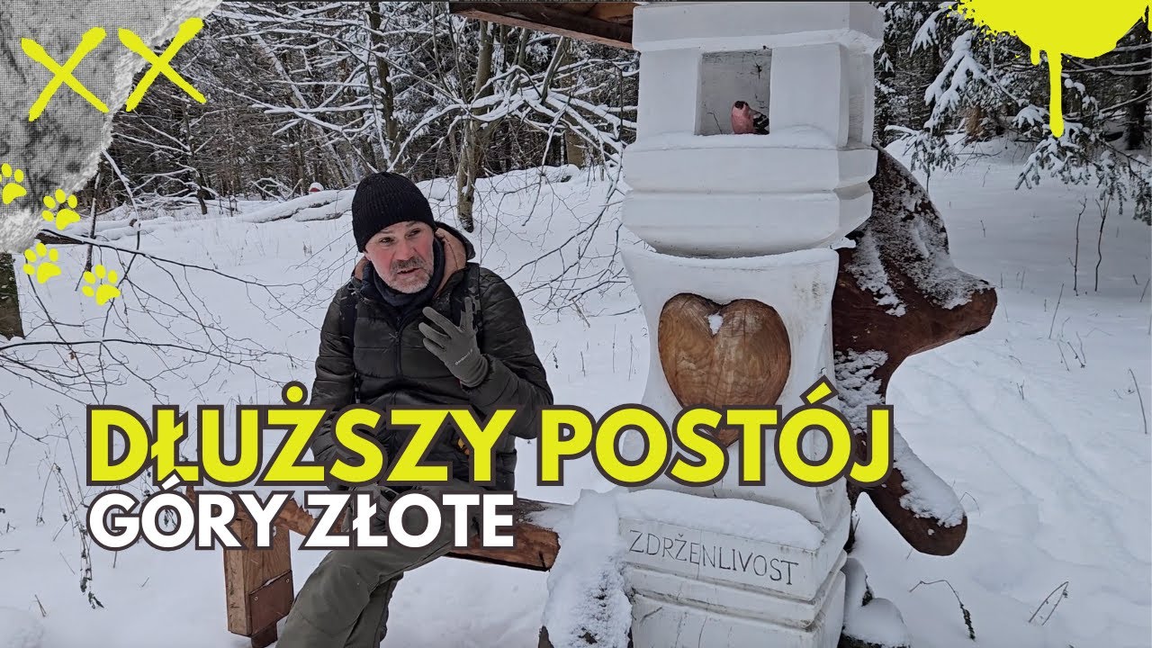 Dłuższy postój w zaśnieżonych Górach Złotych