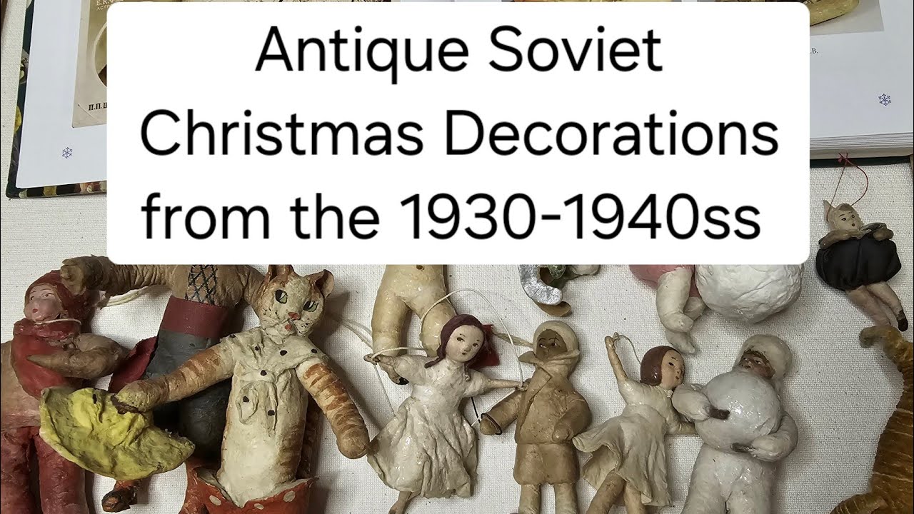 Antique Christmas ornaments from the 1930-1940ss. Soviet Spun Cotton ornaments.