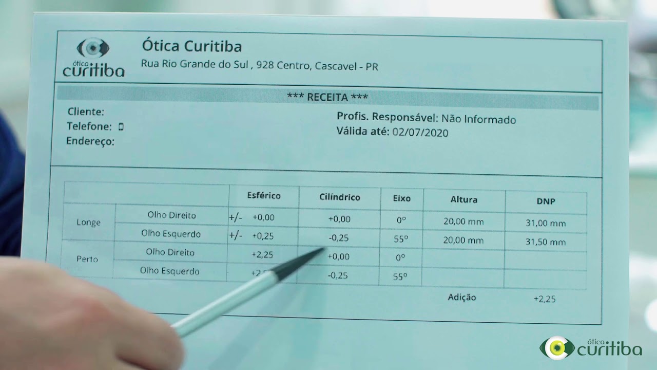 Entenda a sua receita de óculos.