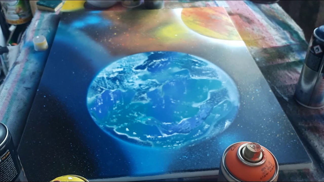 Top des 5 ! Magnifique peinture à la bombe démonstration  [Terre et Espace ] en acrylique - 2019