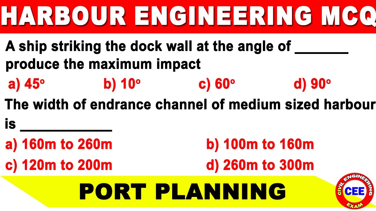 Harbour Engineering mcq | port planning | civil engineering mcq | ports mcq | GATE Civil mcq | SSC