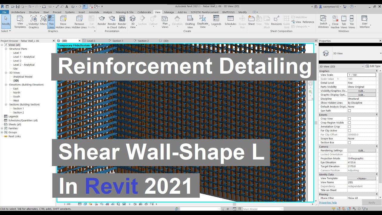 WP03-Reinforcement detailing shear wall in Revit 2021