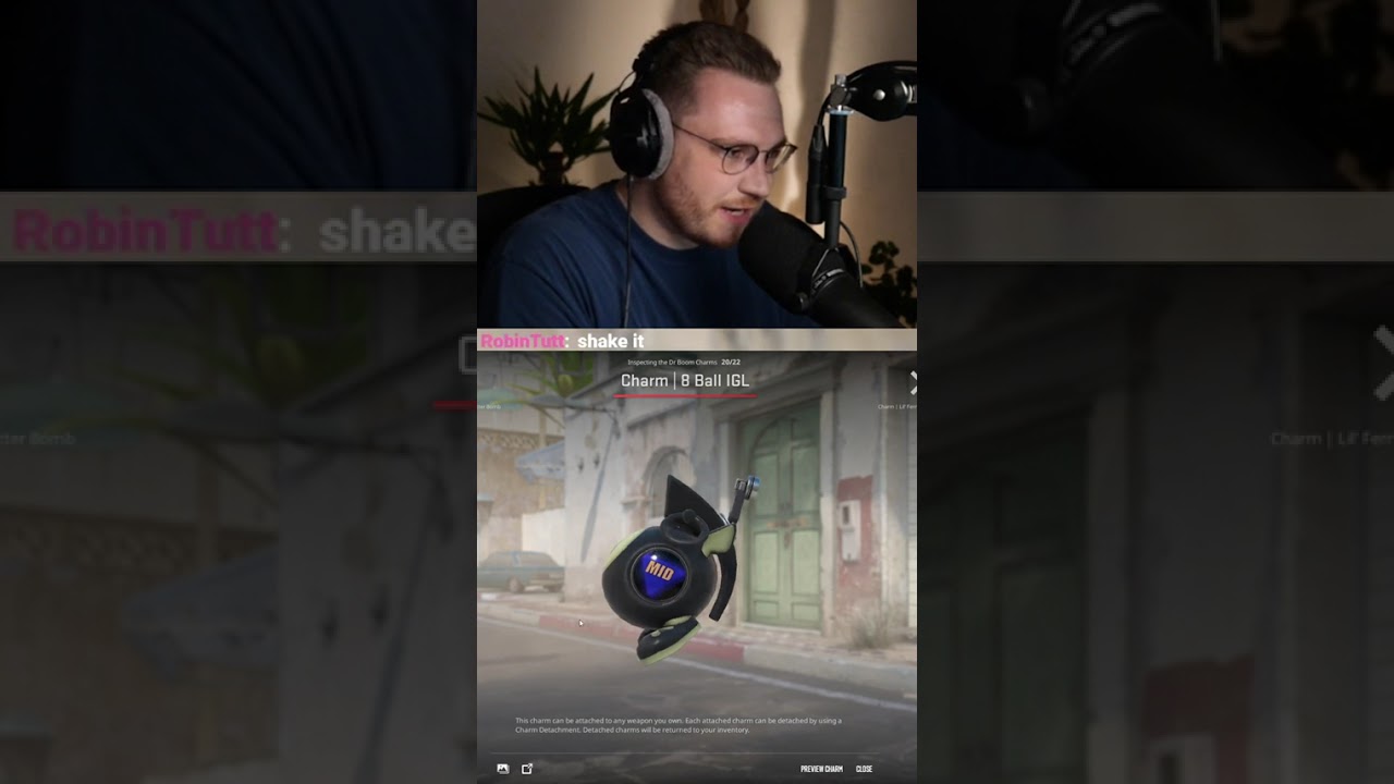 ohnepixel shaking the new CS2 Balls Charm | #ohnepixel on #Twitch #CS2 #Charm #8ball #CS