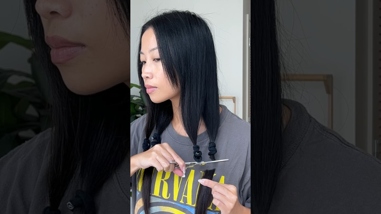 Long bob haircut at home transformation. Full video on my channel 🫶🏼
