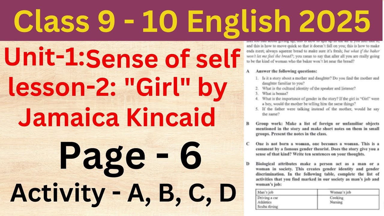 Class 9-10 English: Unit 1, Page 6 | Activities A - D | 