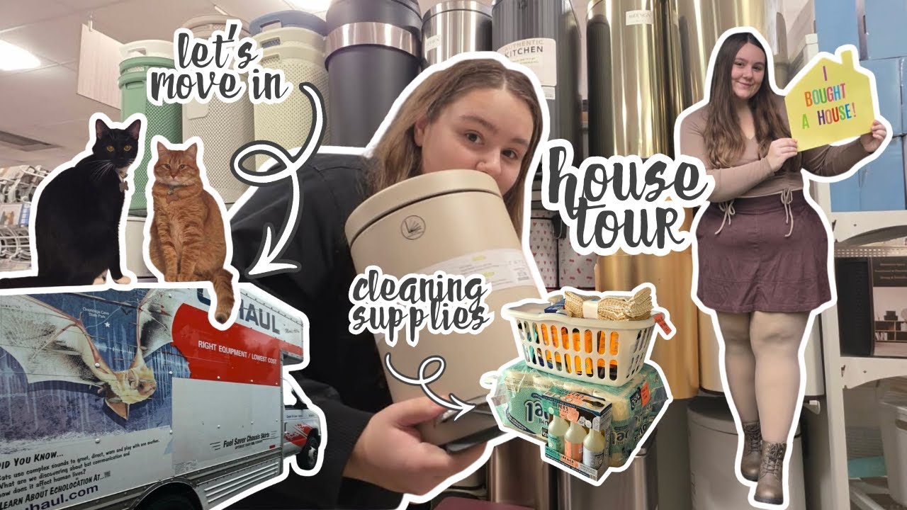 moving vlog 02 | moving into my first home, empty house tour & home goods shopping spree