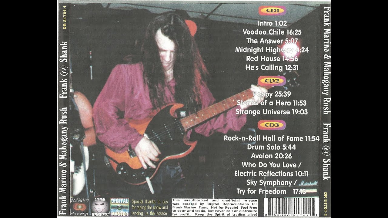 Frank Marino at the Shank Hall (Frank@The Shank )  Disc 1