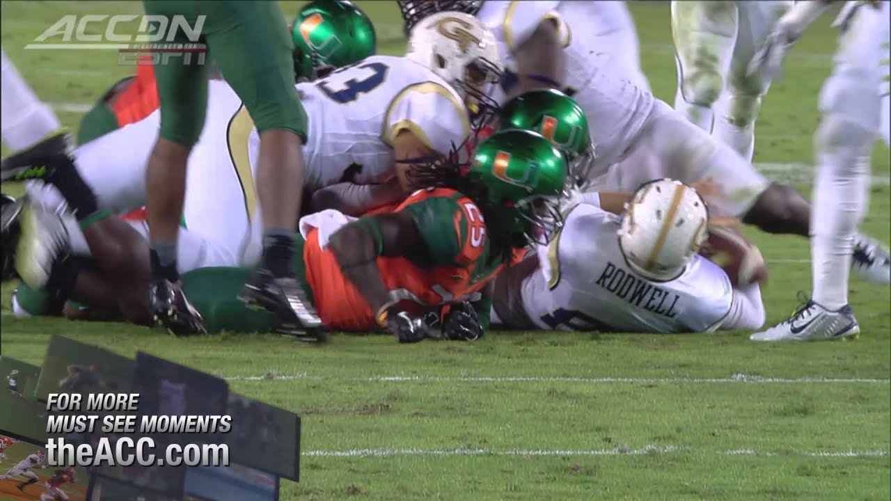 Miami Body Slams Georgia Tech Punter After Fake Punt | ACC Must See Moment