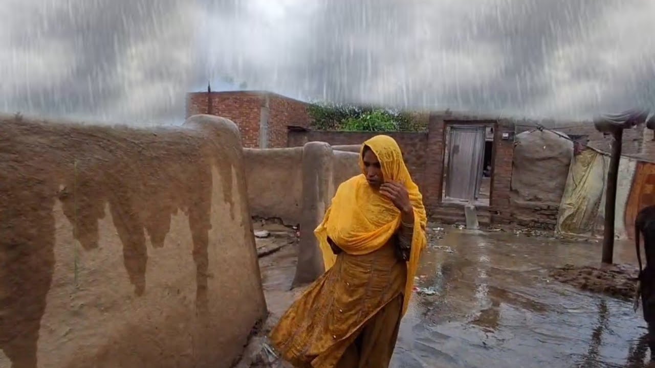 Unusual Heavy Rain in Village Punjab Pakistan 🇵🇰 Near India Pakistan Border 