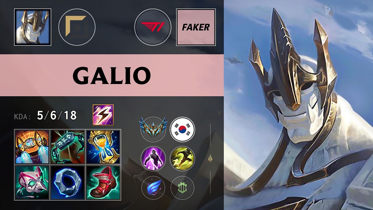 (T1 Faker) Galio Top vs Pantheon - KR Challenger Patch 26.11