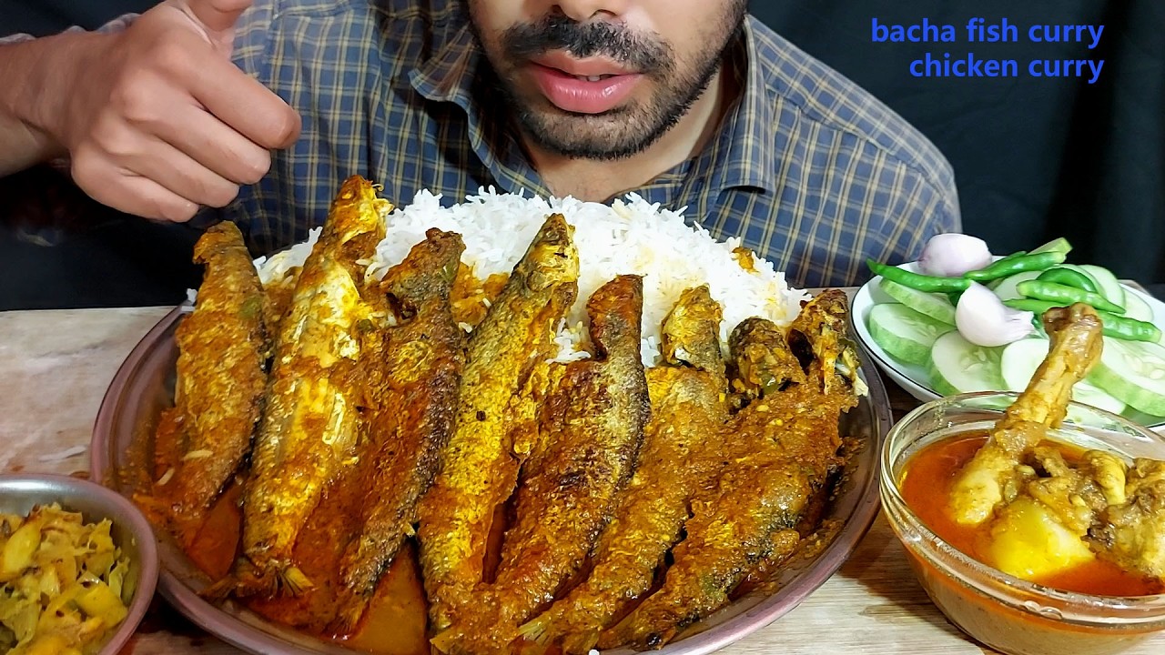 OMG! Most Spicy Bacha Macher Jhol & Oily Chicken Curry 🍗 Huge Rice Platter | ASMR Mukbang