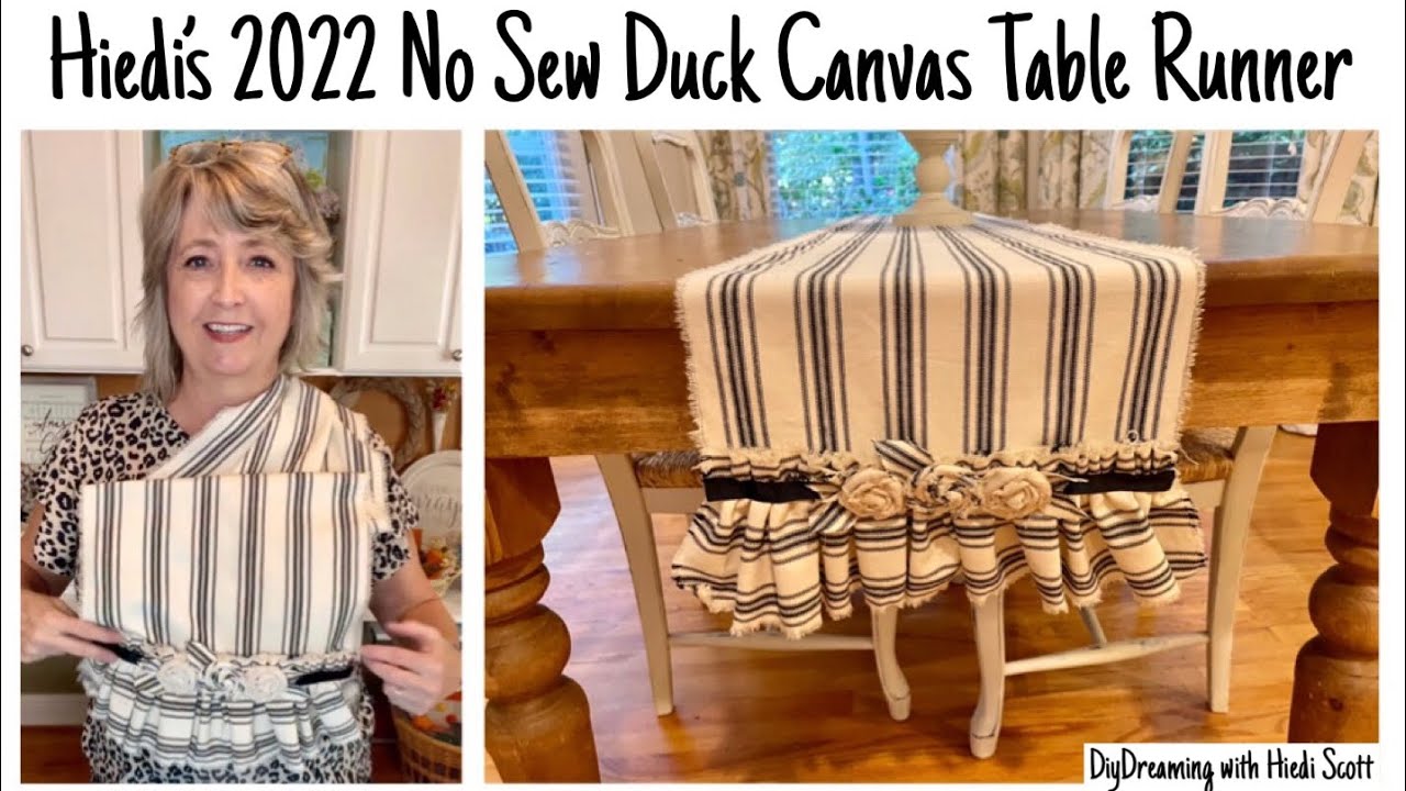 No Sew Table Runners Made From Painters Drop Cloth & Duck Canvas