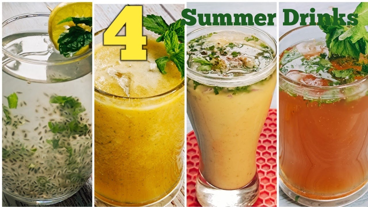 4 Healthy Summer Drinks | Summer Drinks Recipe  | Dish N Plate |