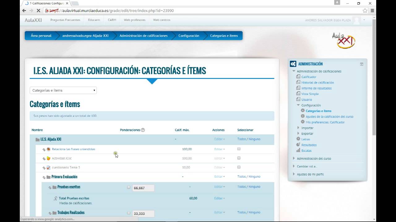 Moodle: Libro de calificaciones