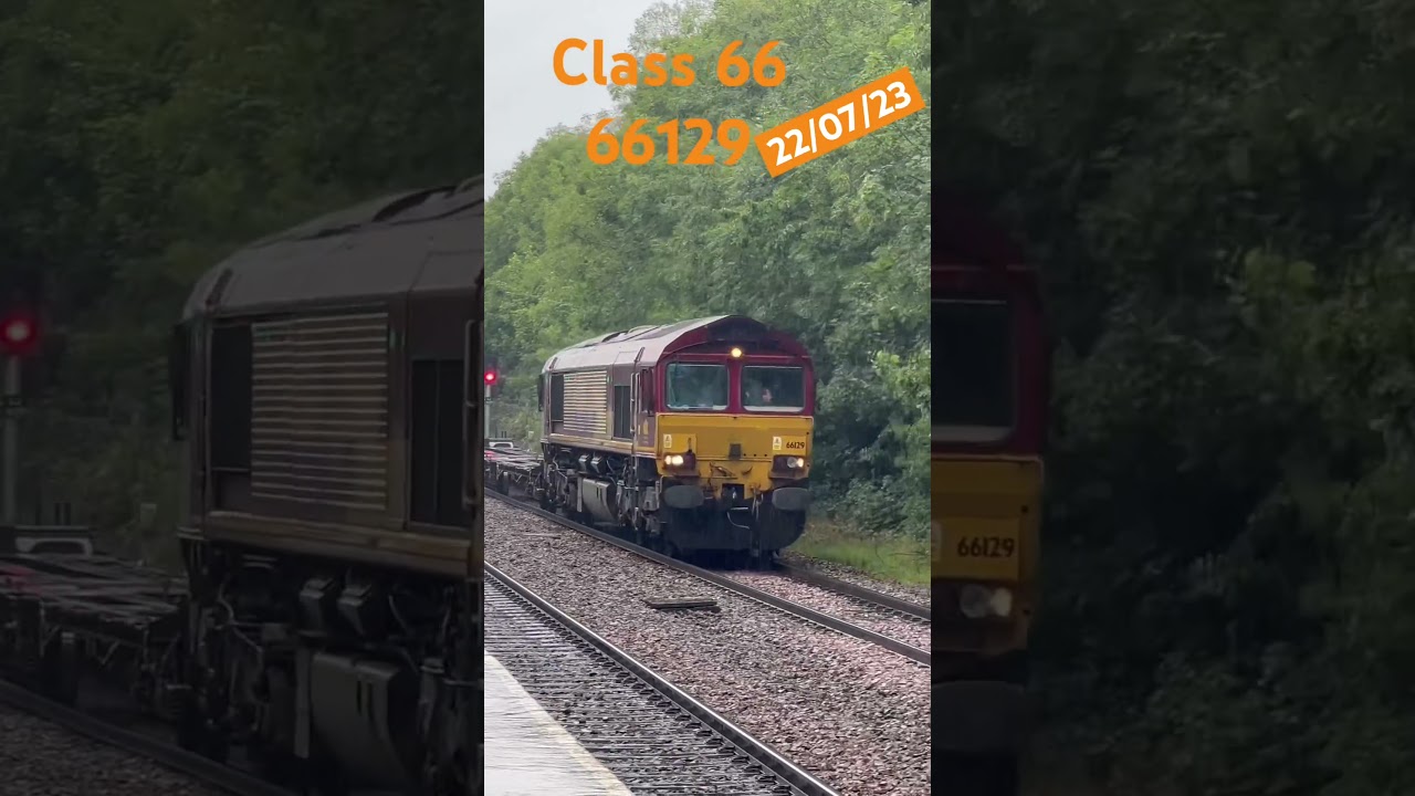 Class 66 66129 freight train battles the British summer time weather #trains #railway #freighttrain