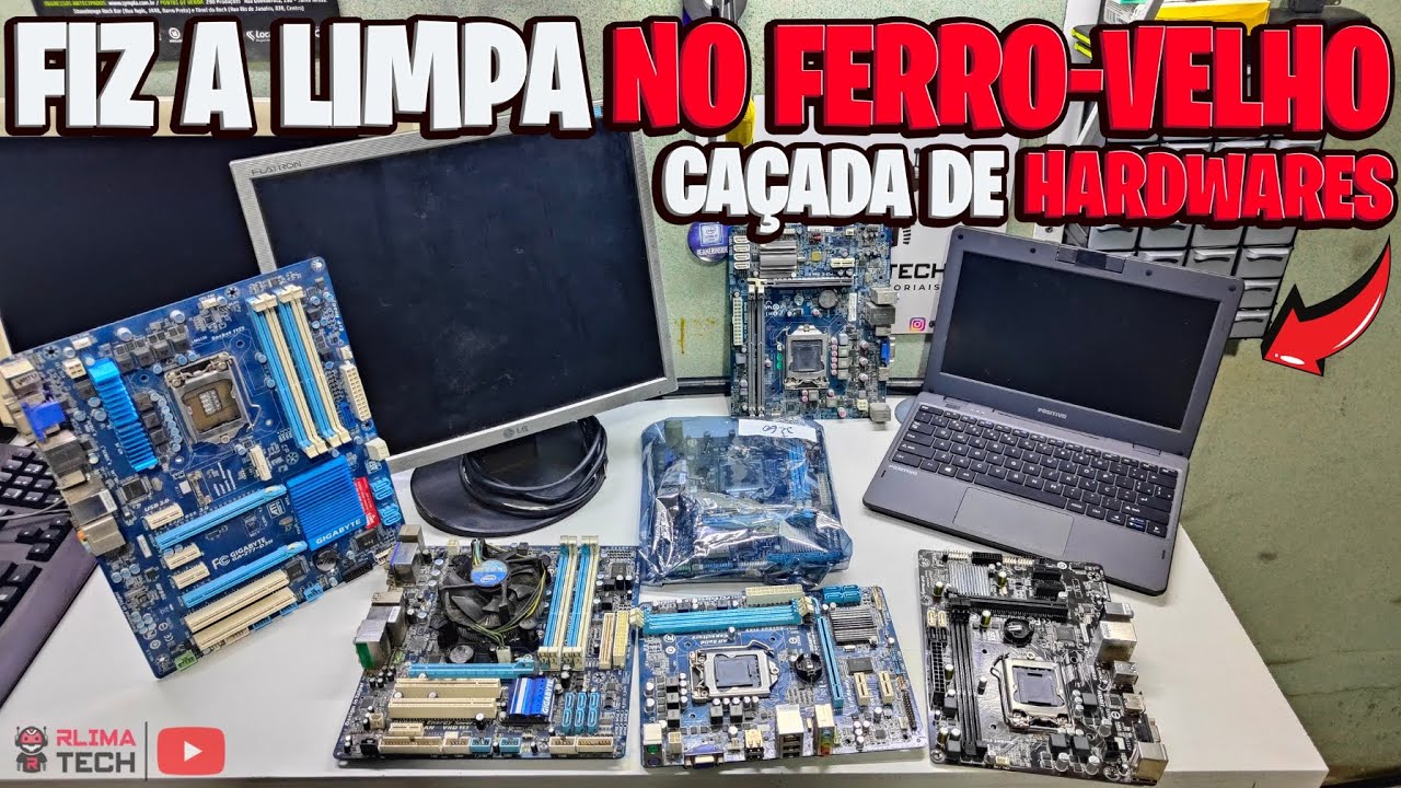 A MELHOR CAÇADA! 💎 6 PLACAS-MÃES (Incluindo GIGABYTE Z77!) + NETBOOK e MONITOR no FERRO-VELHO!