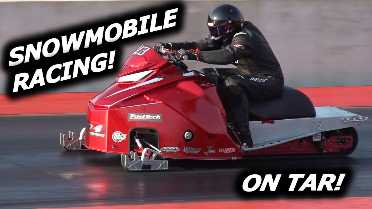 ASPHALT Snowmobile Drag Racing!?!?