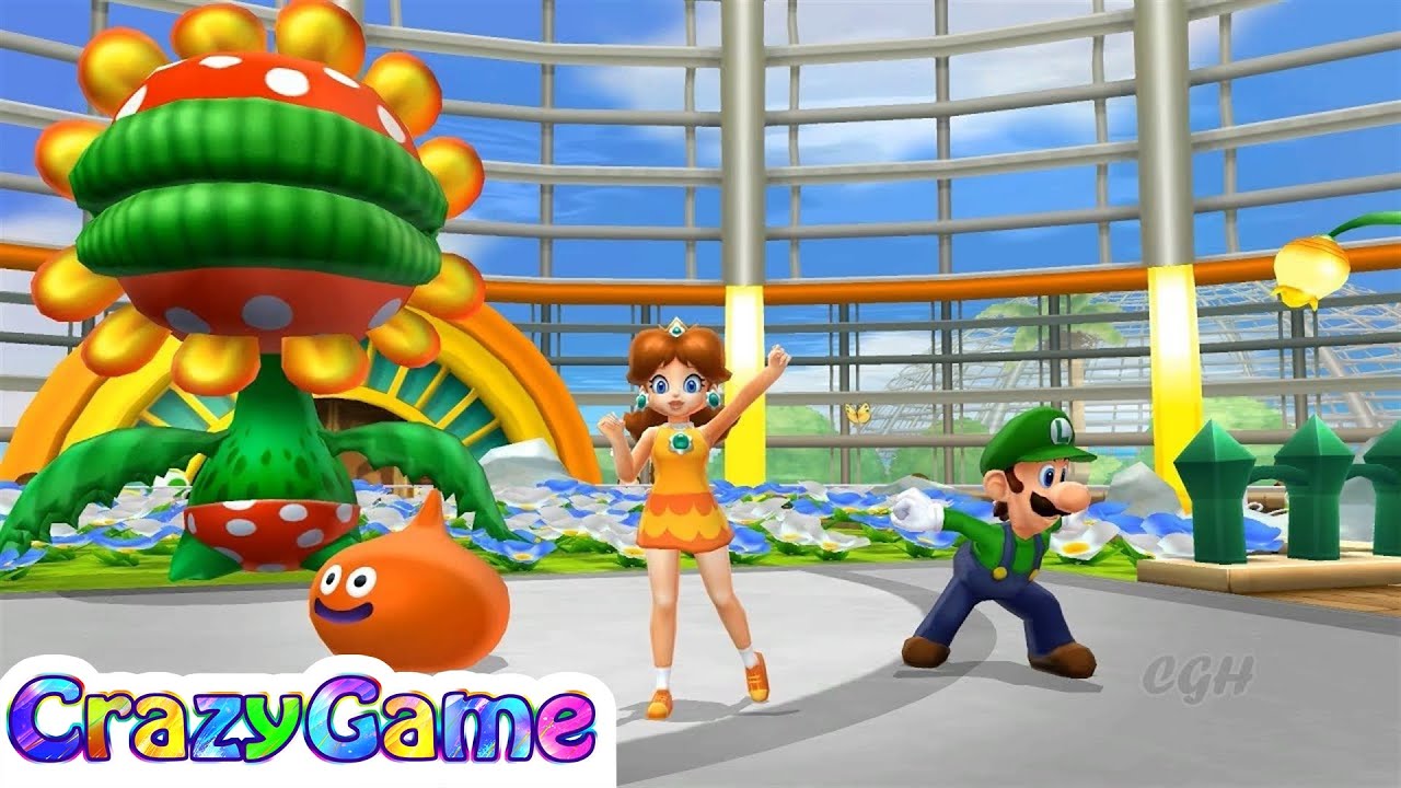 Mario Sports Mix Flower Cup - Team Daisy, Luigi, Slime Play Basketball Gameplay | Crazygaminghub