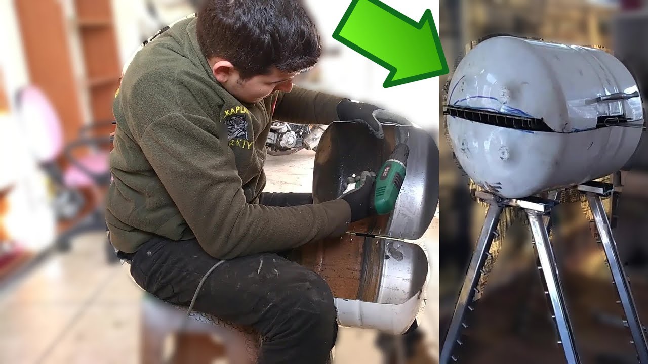 El yapımı mangal - Kolay Pratik Mangal Nasıl Yapılır? (making bbq grill from water tank)