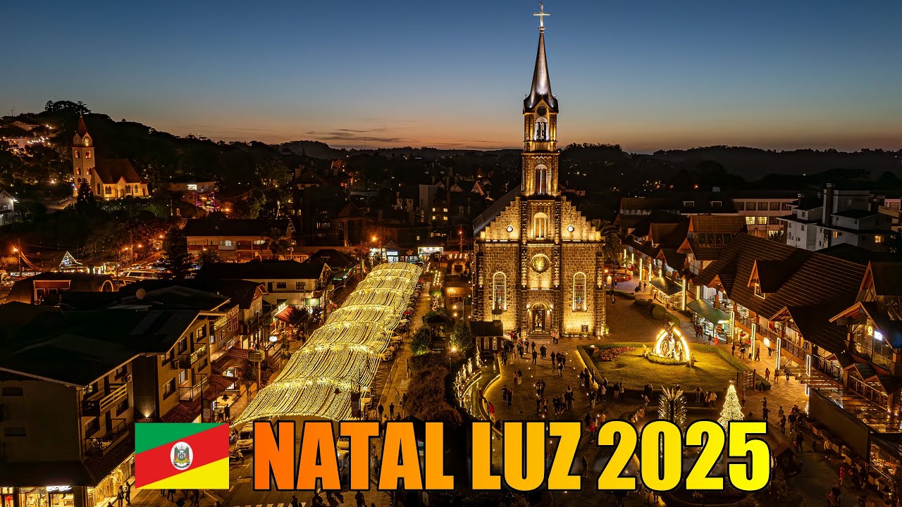 Natal Luz da cidade de Gramado 2025 - Imagens aéreas 4K - Drone DJI Air 3