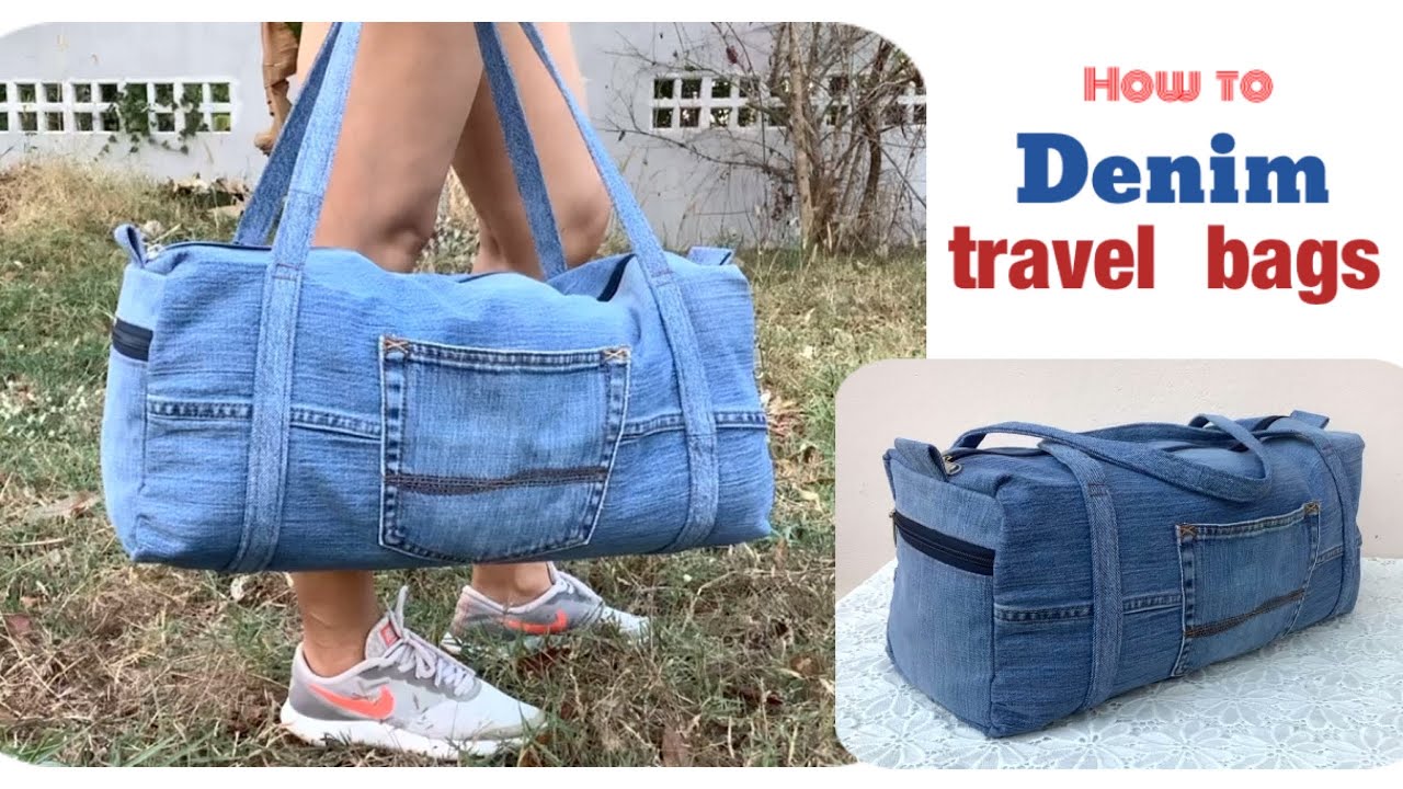how to sew a travel bags tutorial, denim travel bags diy, sewing diy a denim travel bags tutorial.