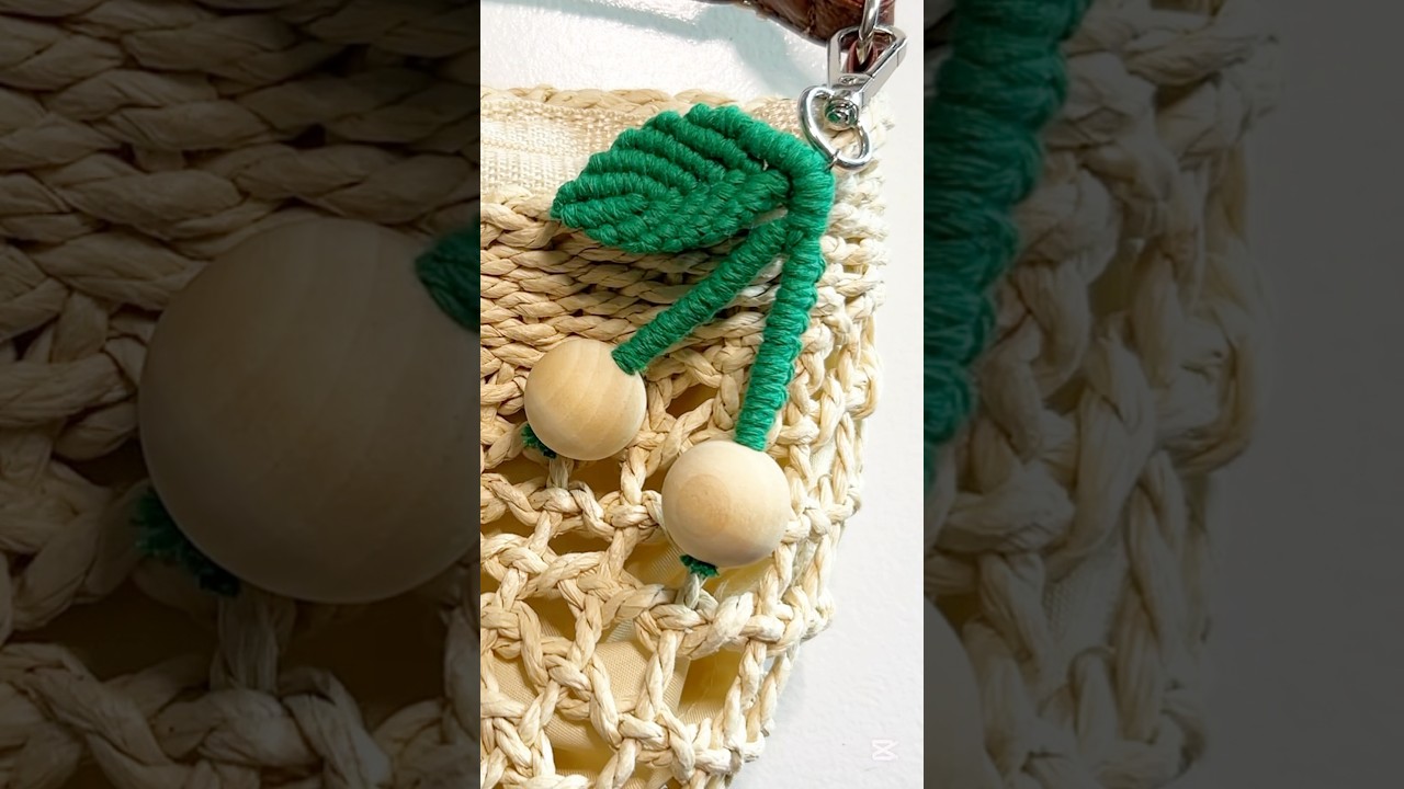 DIY Macrame Cherry Keychain Tutorial #crafts #leaf #easy #forbeginners
