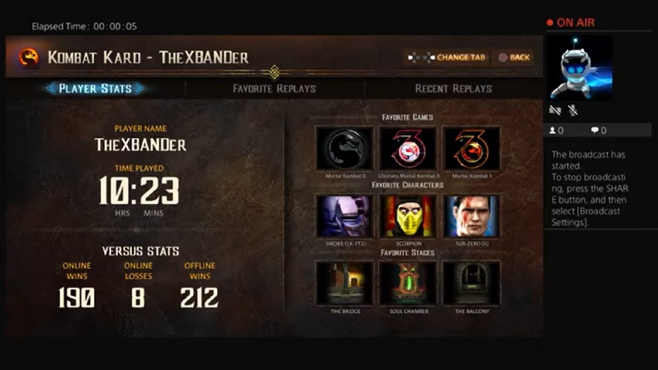 TheXBANDer's Live PS4 Broadcast 11-10-25 UMK3 online matches MK Legacy Kollection