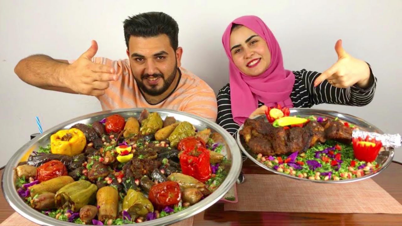 تحدي اكل اكبر صينيه محشي مشكل واكبر فخدة خروف وريش 3 كيلو😋