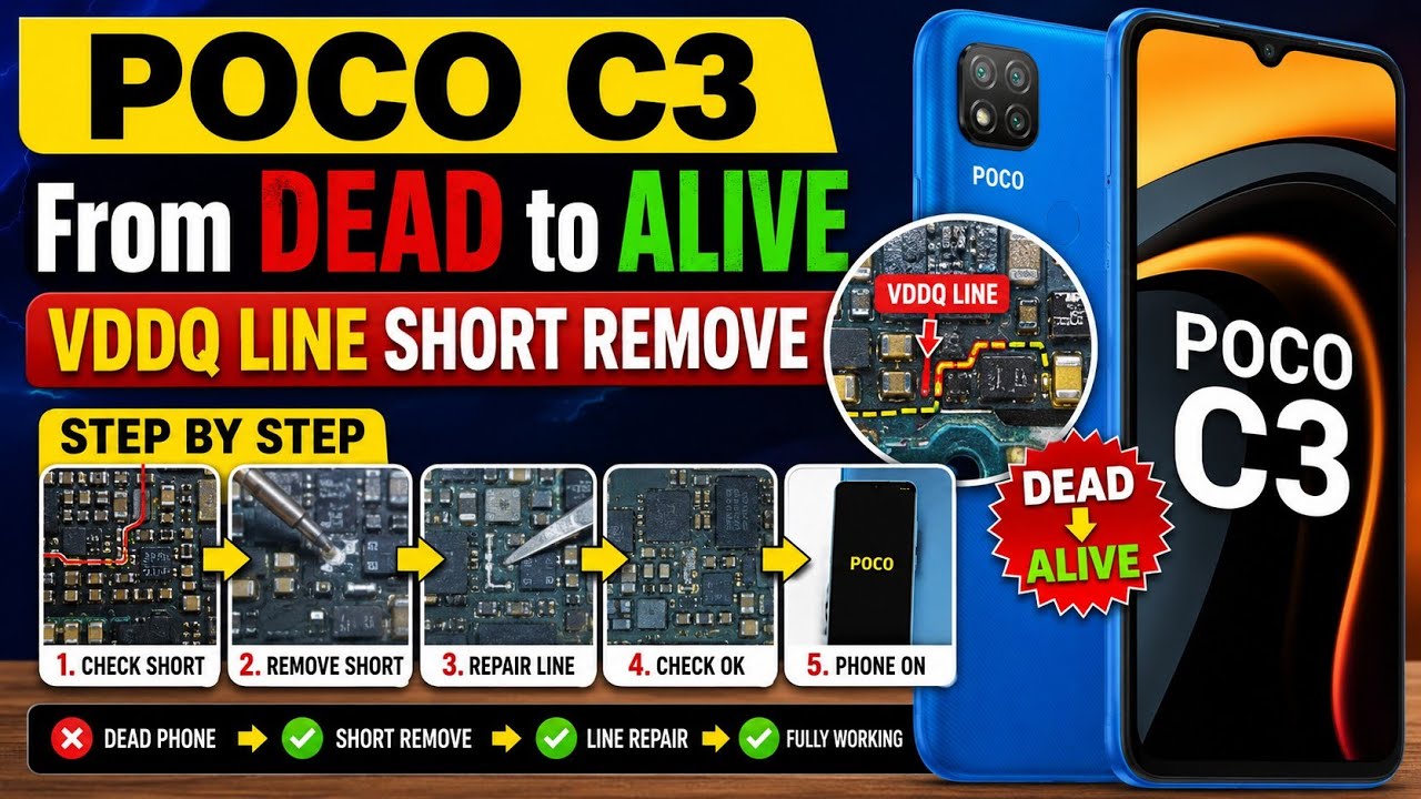Poco C3 VDDQ line short remove
